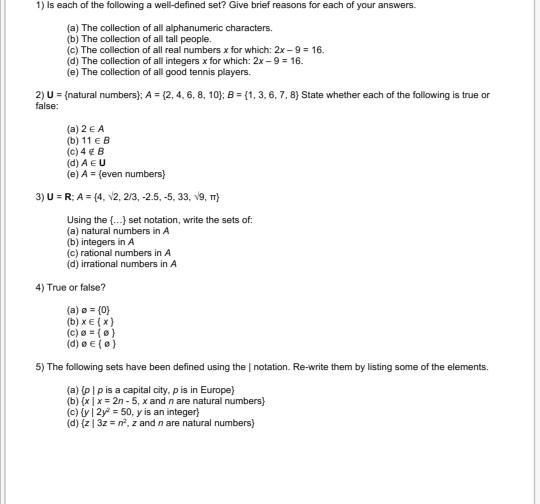 meaning of well defined set in mathematics