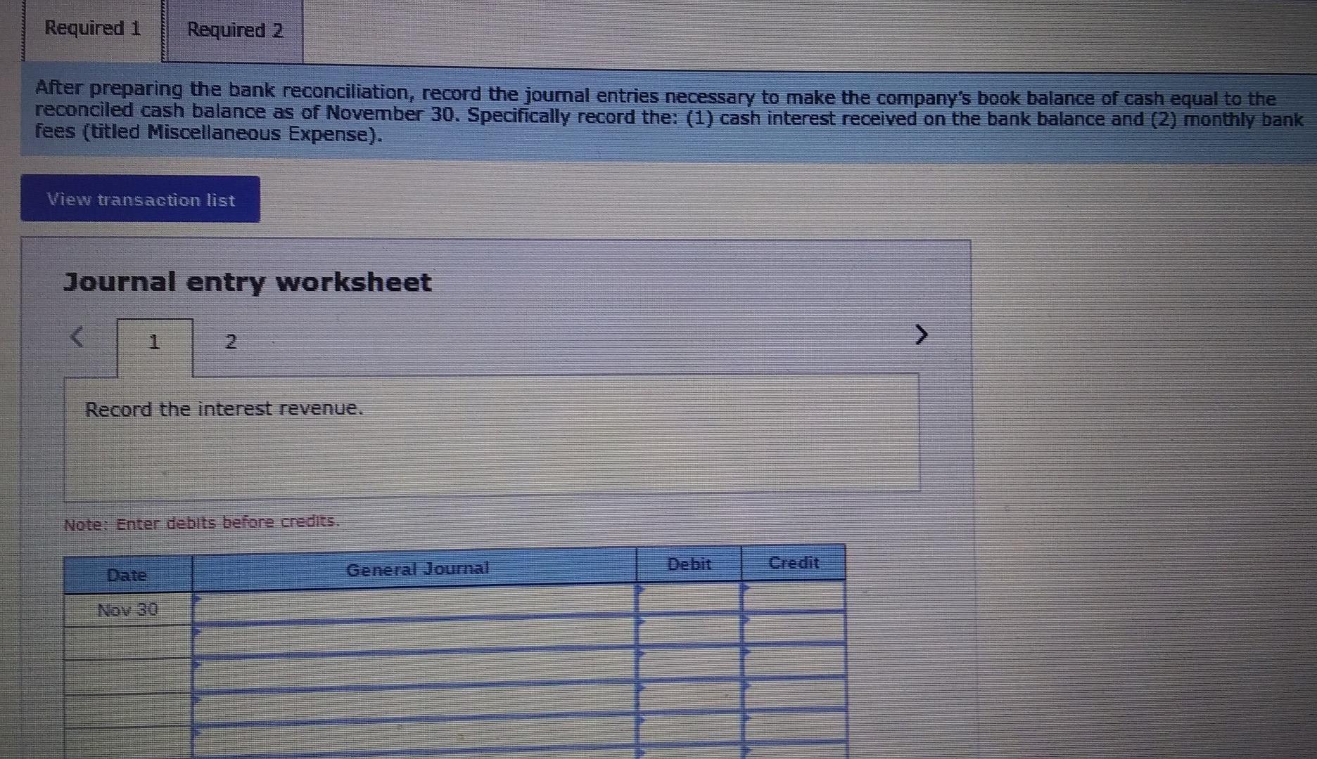 Solved Required 1 Required 2 After preparing the bank | Chegg.com