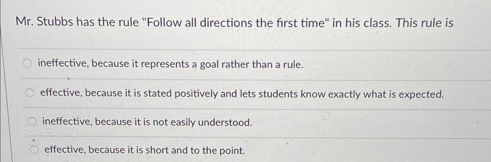 Solved Mr. ﻿Stubbs has the rule 