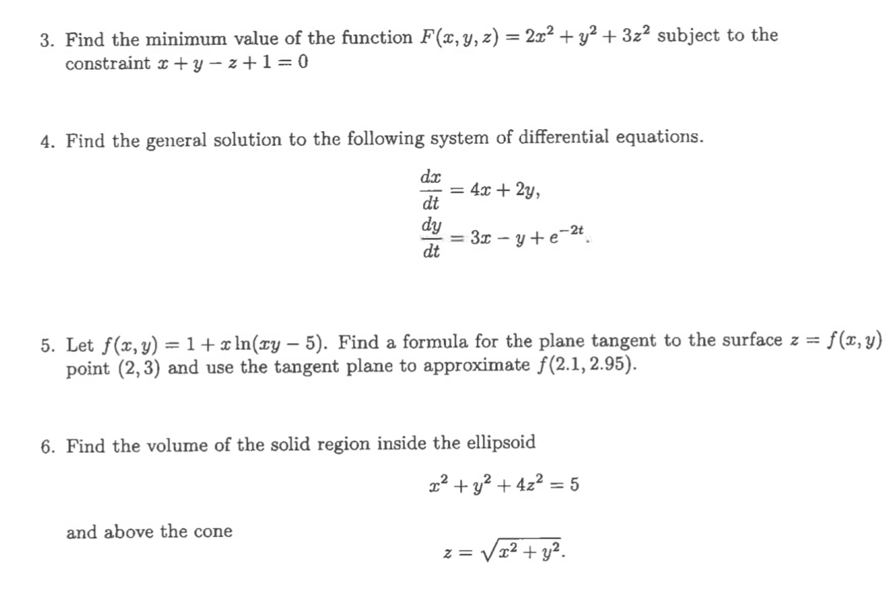 Solved Find the minimum value of the function | Chegg.com