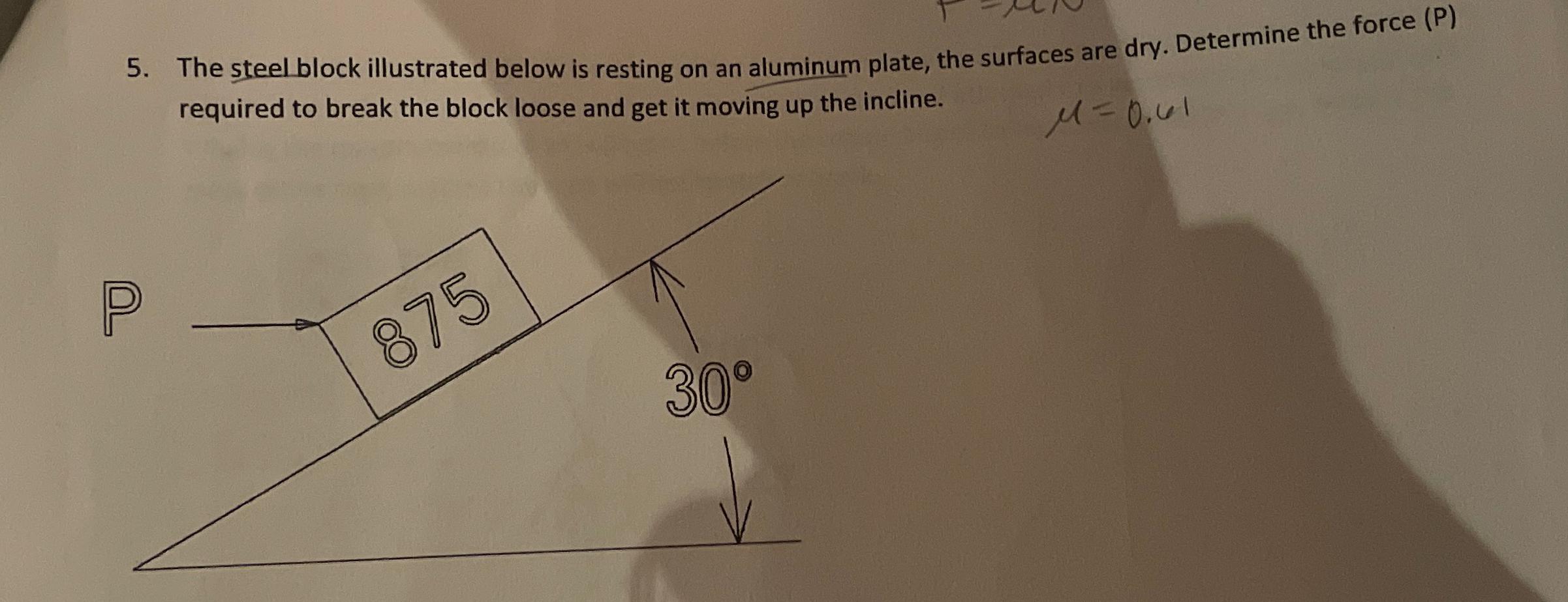 Solved The Steel Block Illustrated Below Is Resting On An | Chegg.com