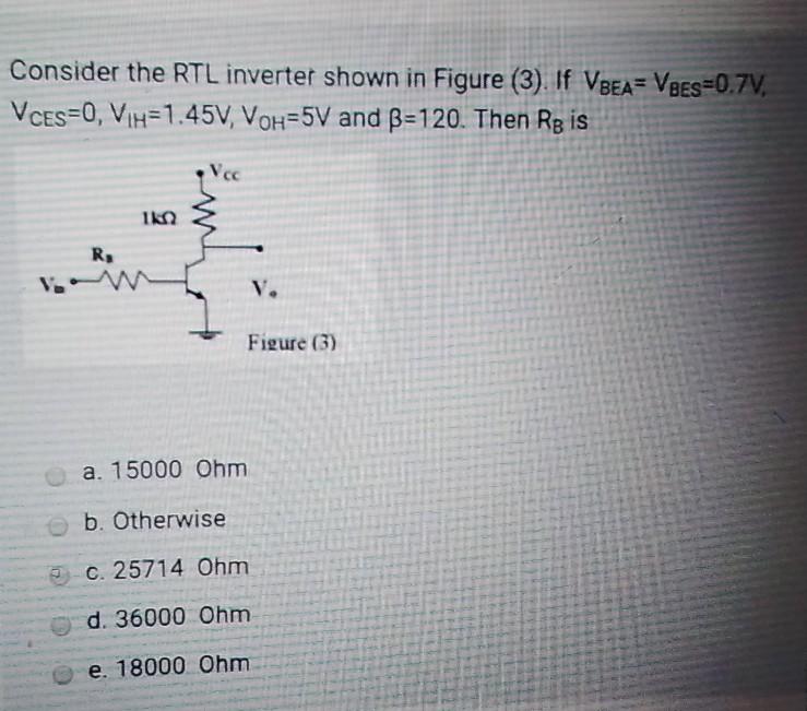 Solved Consider the RTL inverter shown in Figure (3). If | Chegg.com