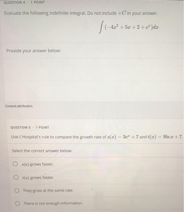 Solved QUESTION 4 - 1 POINT Evaluate the following | Chegg.com