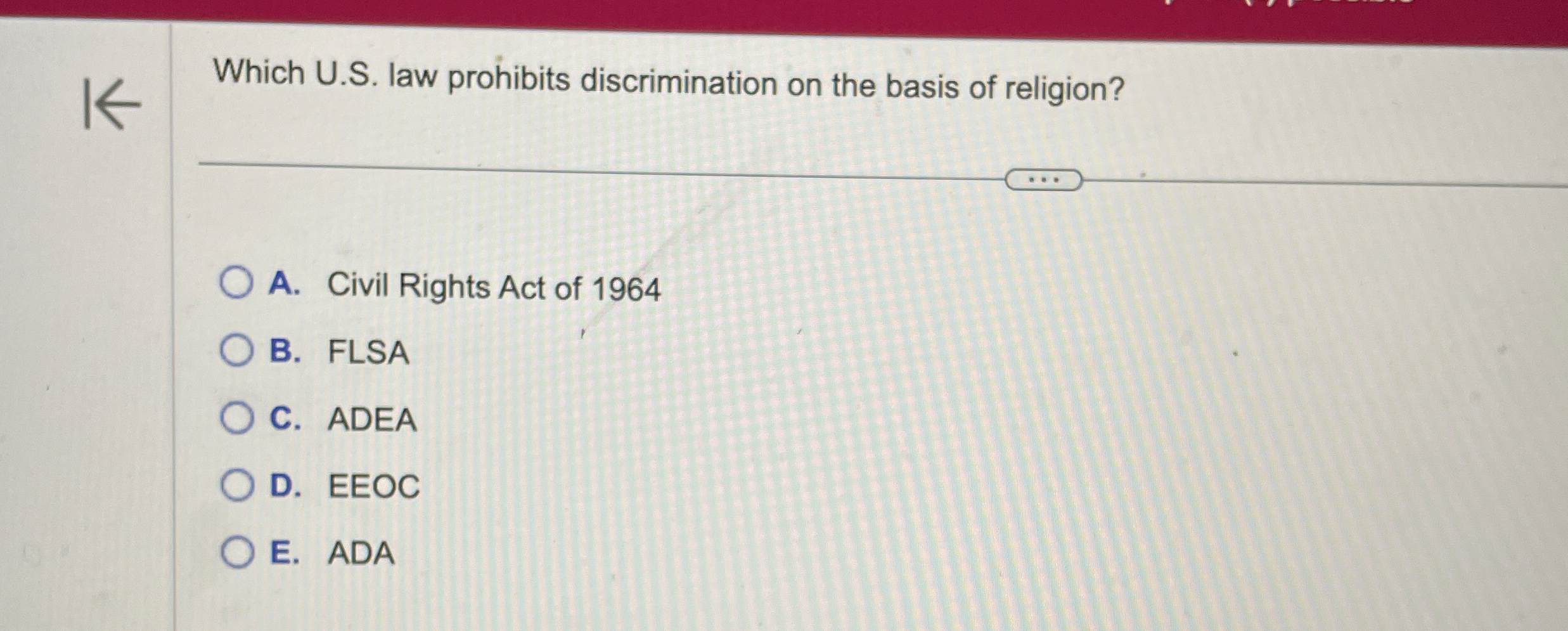 Solved Which U.S. ﻿law prohibits discrimination on the basis | Chegg.com