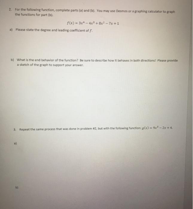 Solved 2. For the following function, complete parts (a) and | Chegg.com