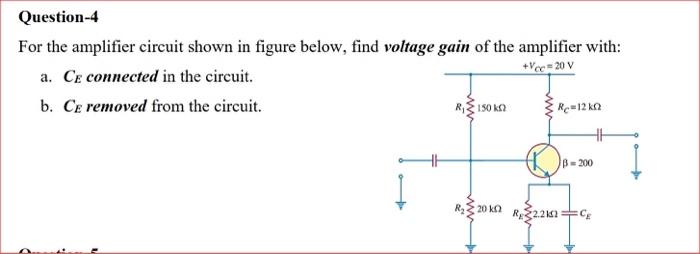 Solved For the amplifier circuit shown in figure below, find | Chegg.com