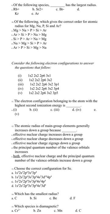 Solved d. Br 1. The effective nuclear charge felt by an | Chegg.com