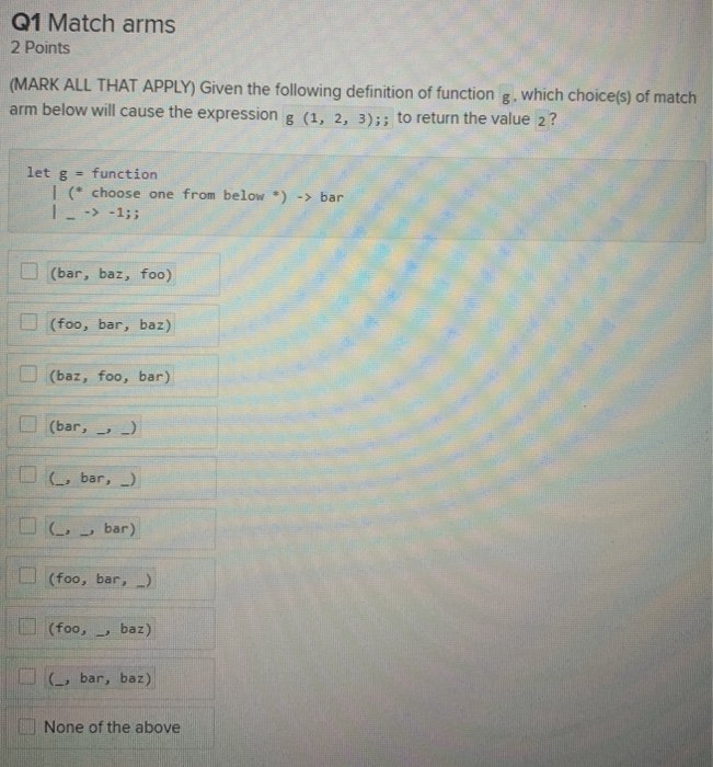 Solved Q1 Match arms 2 Points (MARK ALL THAT APPLY) Given