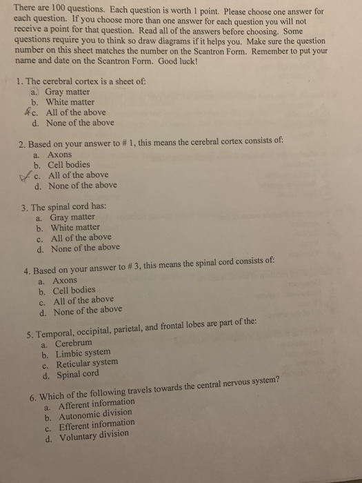 Solved There are 100 questions. Each question is worth 1 | Chegg.com