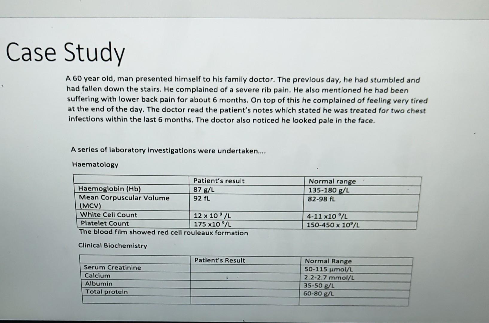 Case Study A 60 year old, man presented himself to | Chegg.com