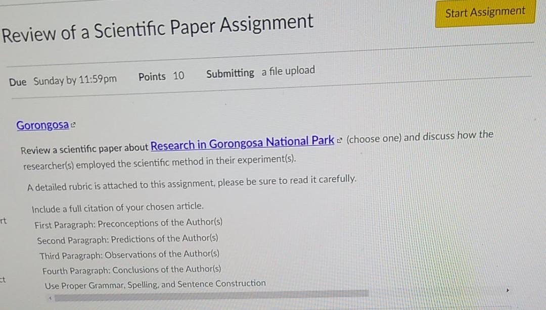 Start Assignment Review of a Scientific Paper | Chegg.com