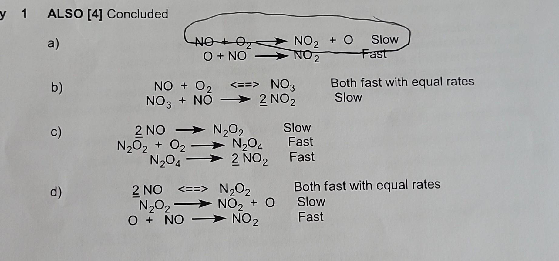 Solved [4]: The reaction 2NO(g)+O2( g) 2NO2( g) exhibits the | Chegg.com