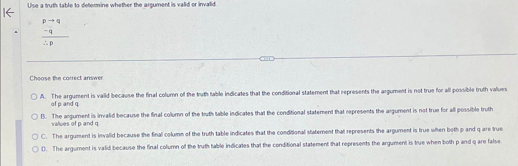 Solved Use a truth table to determine whether the argument | Chegg.com