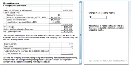 Solved Change in net operating income If the change in Net | Chegg.com