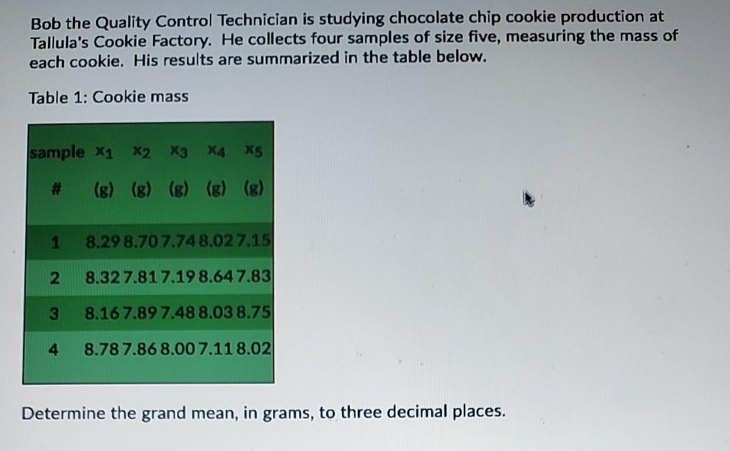 Solved Bob The Quality Control Technician Is Studying | Chegg.com