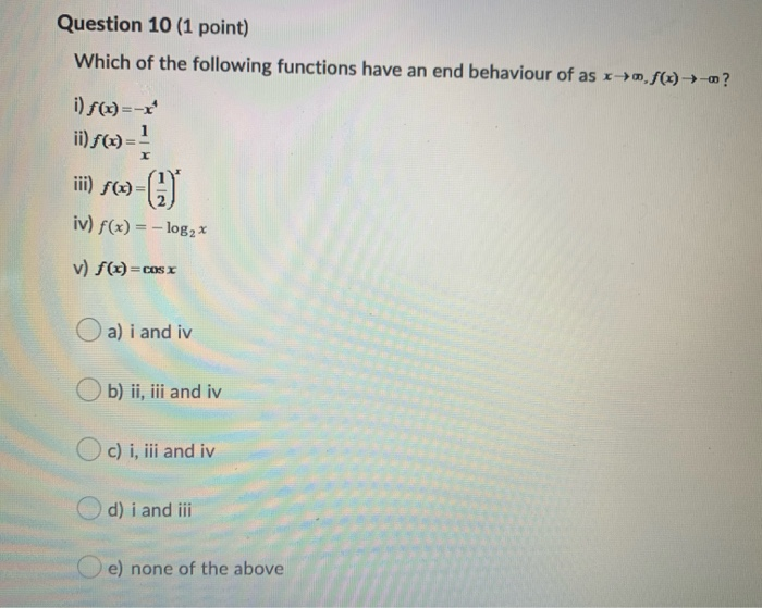 Solved Question 10 1 Point Which Of The Following