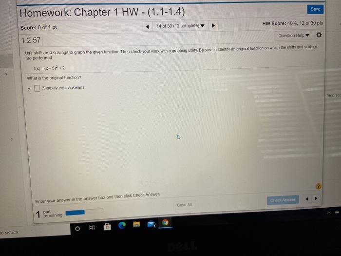 Solved Save Homework: Chapter 1 HW - (1.1-1.4) Score: 0 of 1 | Chegg.com