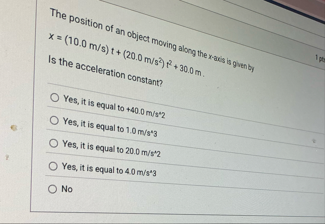Solved The position of an object moving along the x-axis is | Chegg.com