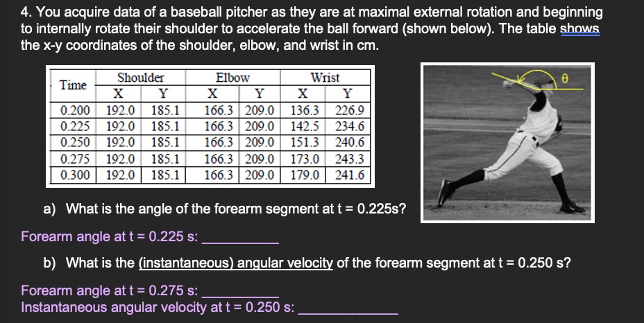Solved You acquire data of a baseball pitcher as they are at | Chegg.com