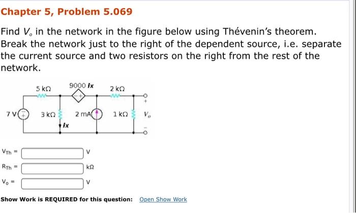 Solved Chapter 5, Problem 5.069 Find V. in the network in | Chegg.com
