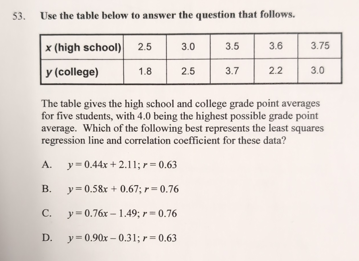 Solved Use the table below to answer the question that | Chegg.com