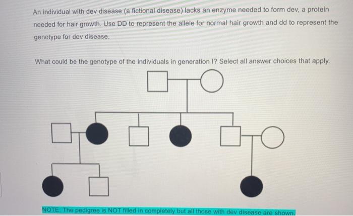 Solved An individual with dev disease (a fictional disease) | Chegg.com