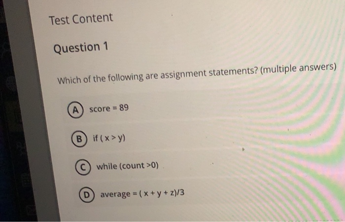 Solved Test Content Question 1 Which of the following are | Chegg.com
