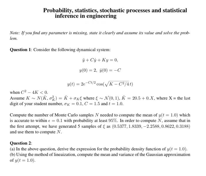 Solved Probability, statistics, stochastic processes and | Chegg.com