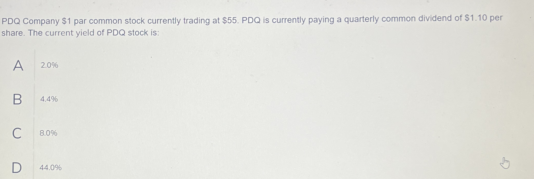PDQ Company $1 ﻿par common stock currently trading at | Chegg.com
