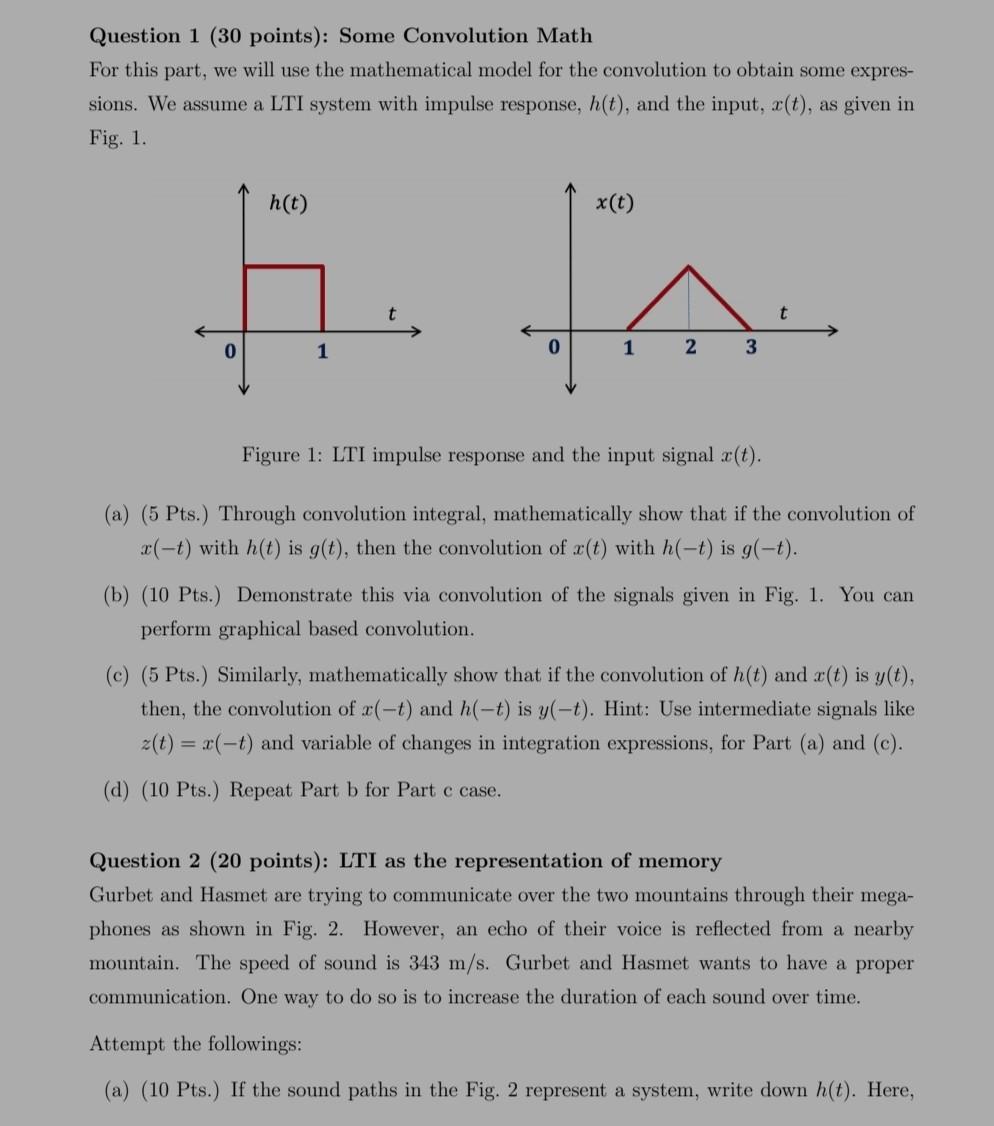 Solved Question 1 (30 points): Some Convolution Math For | Chegg.com
