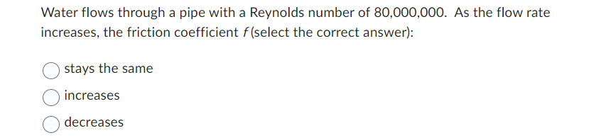 Solved Water flows through a pipe with a Reynolds number of | Chegg.com