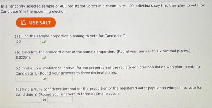 Solved In A Randomly Selected Sample Of 400 Registered | Chegg.com