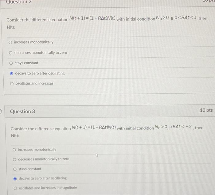 Solved Question 2 Consider the difference equation N(t + 1) | Chegg.com