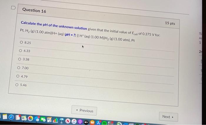Solved Question 16 15 pts Calculate the pH of the unknown | Chegg.com