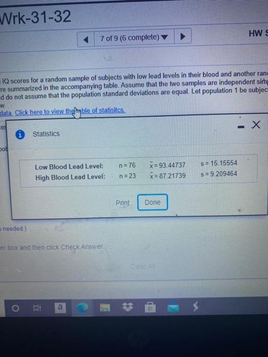 Solved The accompanying data lists the full IQ scores for a | Chegg.com