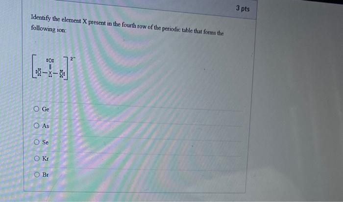 Solved Identify the element X present in the fourth row of Chegg