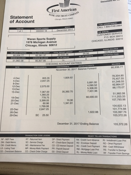 Document First American BANK AND TRUST COMPASS Statement of Account Chip, Illinois como FOR ASSISTANCE: CALL 1-800-FAB-2864 P