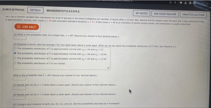 (a) What is the probability that, on a single test, | Chegg.com