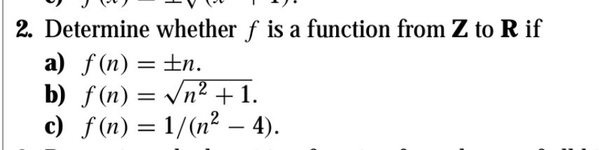 Solved 2 Determine Whether F Is A Function From Z To R If 8167