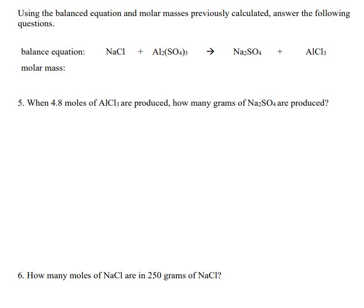 Solved Using the balanced equation and molar masses | Chegg.com