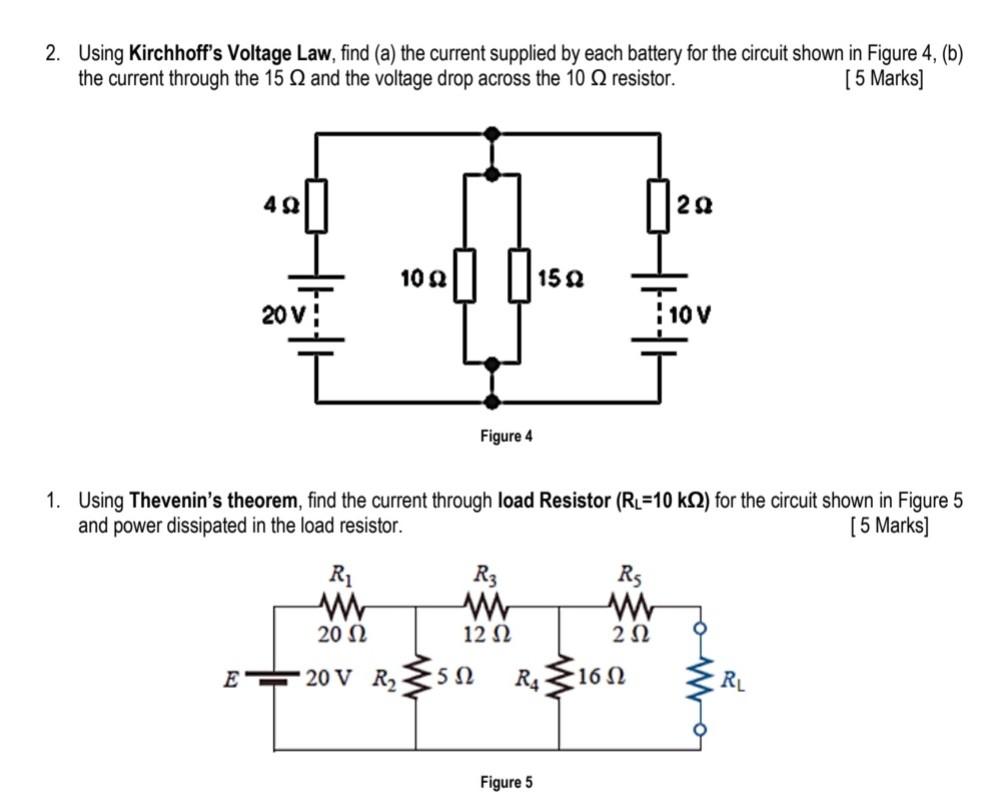 Solved 2. Using Kirchhoff's Voltage Law, find (a) the | Chegg.com