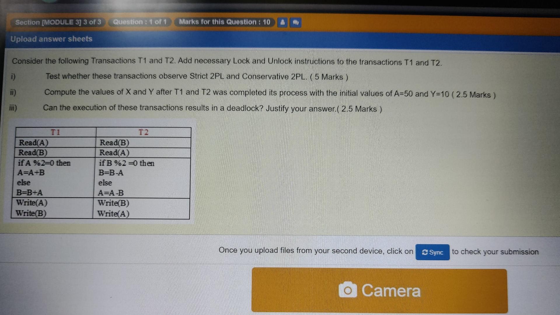 Solved Section [MODULE 3] 3 of 3 Question : 1 of 1 Marks for | Chegg.com