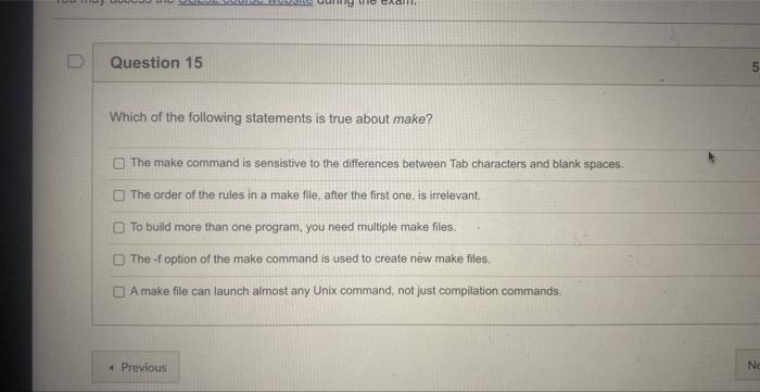 Solved Which of the following statements is true about make? | Chegg.com