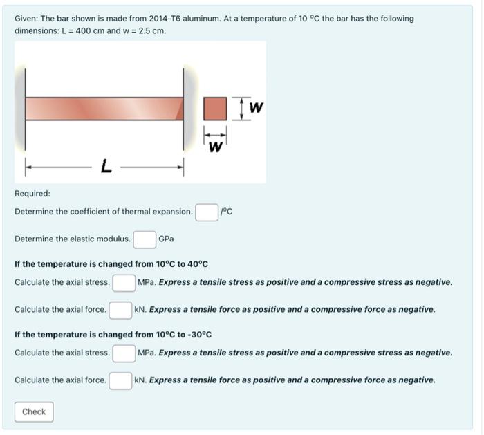 Solved Given: The Bar Shown Is Made From 2014-T6 Aluminum. | Chegg.com