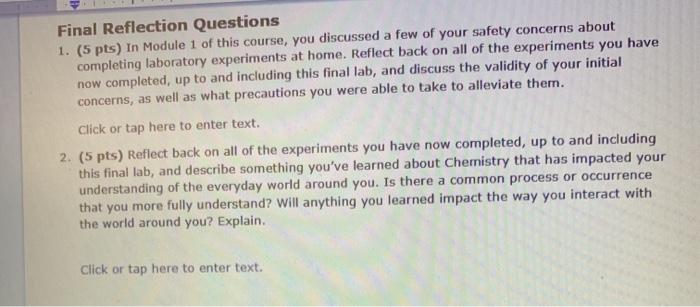 Final Reflection Questions 1. (5 pts) in Module 1 of | Chegg.com