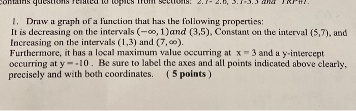 Solved questions 1. Draw a graph of a function that has the | Chegg.com