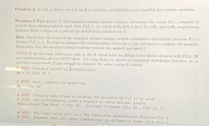 Solved Problem 2. In this problem, we will use R to | Chegg.com