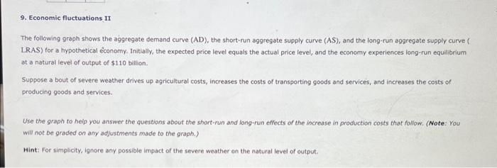Solved 9. Economic fluctuations II The following graph shows | Chegg.com