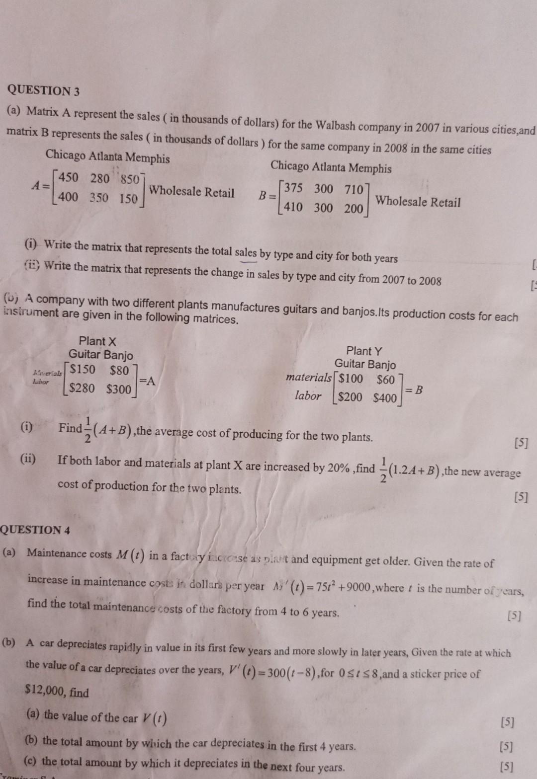 Solved QUESTION 1 a) A company manufactures and sells * | Chegg.com