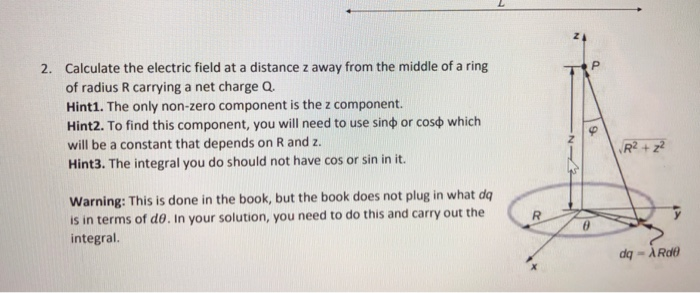 Solved Calculate the electric field at a distance z away | Chegg.com